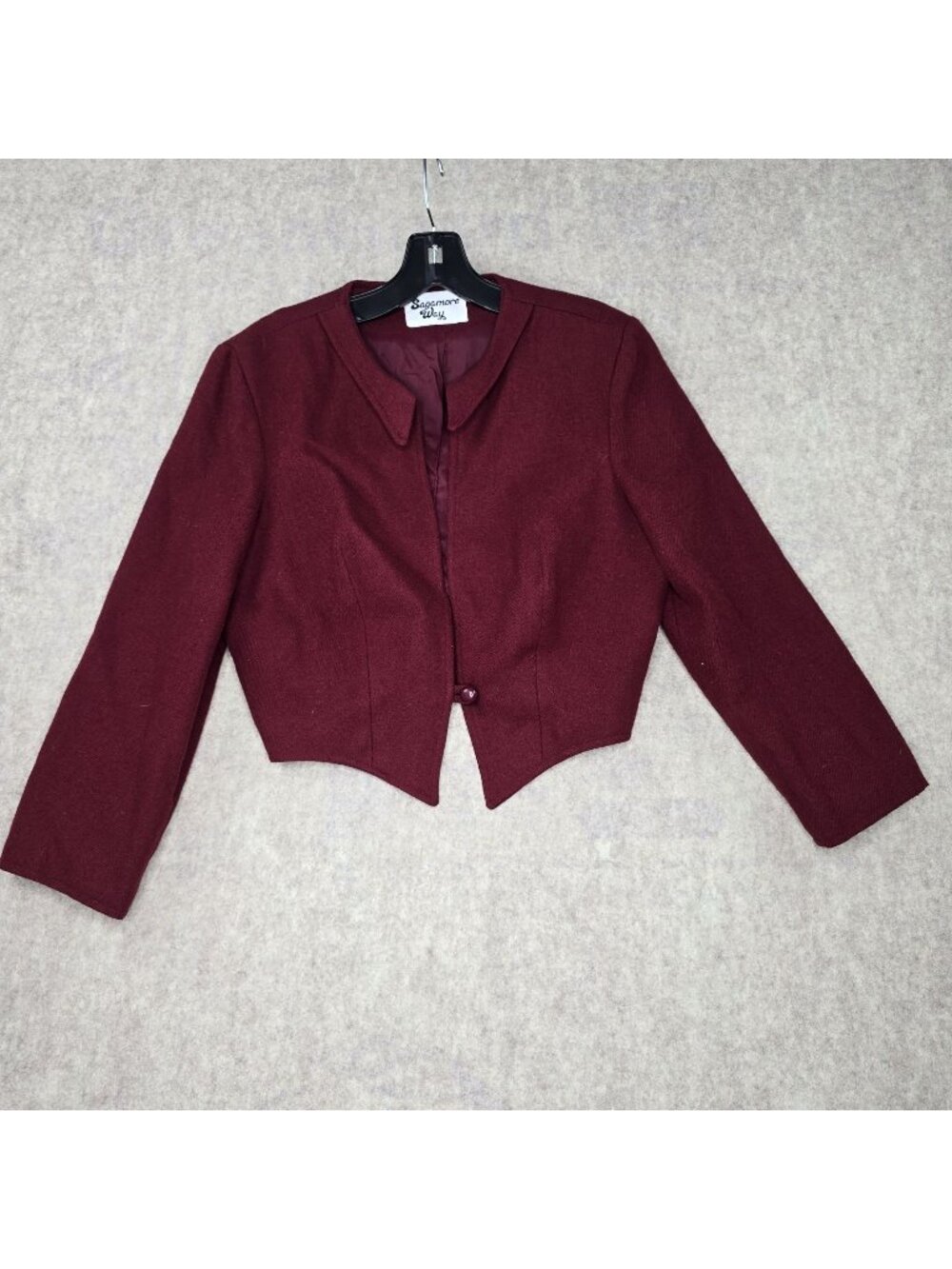 Vintage Sagamore Way Cropped Wool Jacket Burgundy Size 9/10 Button Down Lined